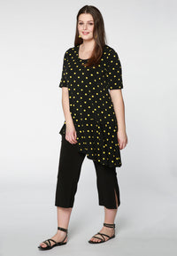 Shirt asymmetric wide bottom DOTS - black - #1