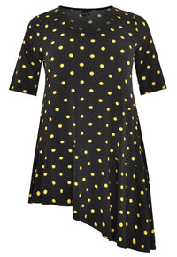 Shirt asymmetric wide bottom DOTS - black - #4