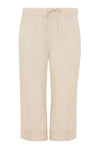 Trousers turned hem LINEN - brown - #4