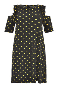 Dress cold shoulder DOTS - black - #4