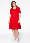 Dress frilled bottom LINEN - red - #1