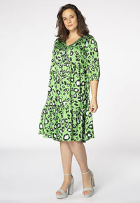 Dress beaded v-neck LEOPARD - green - #1