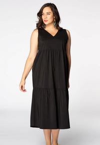 Dress stretch V-neck COTTON - black - #2
