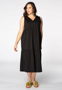 Dress stretch V-neck COTTON - black - #1