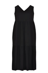 Dress stretch V-neck COTTON - black - #4