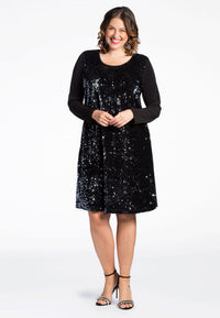Dress SEQUINS A-line - black - #1