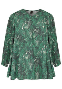 Blouse met gerimpelde mouw SNAKEBlouse wide SNAKE - green - #4