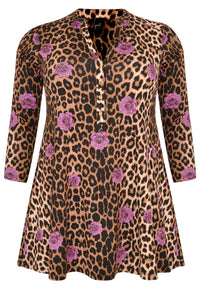 Tunic wide bottom LEO ROSE - brown - #4