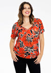 Shirt double V-neck MIX PRINT - red - #2