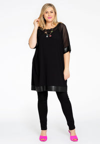 Tunic wide mousse / fake leather - black - #1