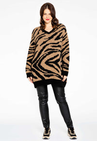 Pullover v-neck TIGER - brown - #1