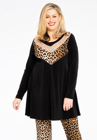 Tunic wide bottom sequins LEOPARD - black - #2
