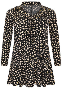 Tunic V frill wide bottom STONES - black - #4