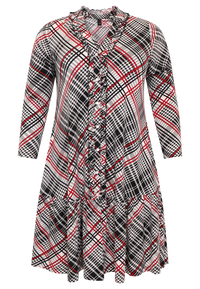 Dress with ruffles CHECK - black - #1