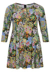 Tunic wide bottom frill FLOWERY - black - #4