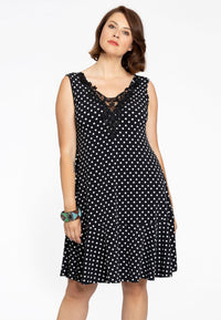 Dress lace neckline POLKADOT - black - #1