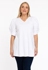 Tunic flare puff sleeve COTTON - white