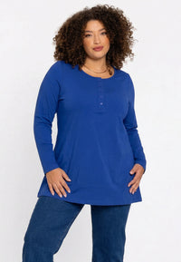 Tunic flare buttons COTTON - indigo - #1