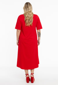 Maxi dress A-line COTTON - red - #3