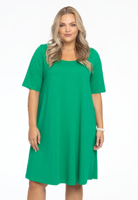 Dress A-line COTTON - green - #1
