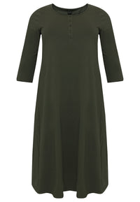 Long A-line dress COTTON - green - #3