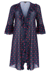 Cardi-Blouse Frilled DOTS - blue - #4