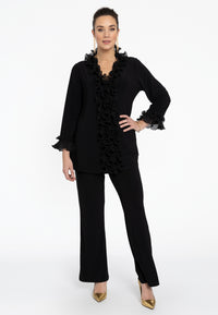 Blouse A-line plisse ruffles DOLCE - black - #1