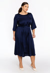 Jurk met ceintuur satini - blauw