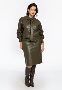 Pencil skirt FAUX LEATHER - light green - #1