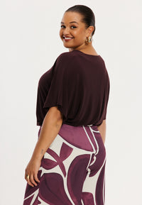 Trousers loose FLORAL MERLOT - dark red - #4