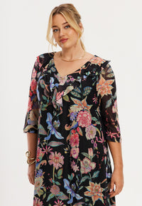 Dress volant ORIENTAL FLOWER - black - #2