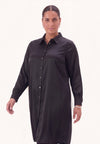 Blouse-jurk satin - Zwart