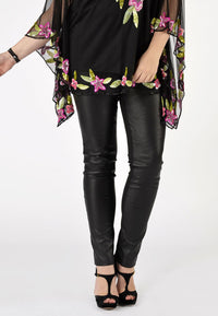 Legging half stretch leather - black - #1