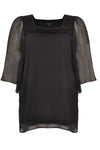 Blouse wide sleeves voile UNI - black - #4