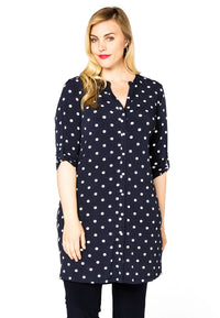 Tunic grandad collar DOTS - blue - #2