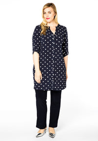 Tunic grandad collar DOTS - blue - #1