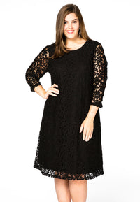 Dress puckered sleeves LACE - black - #2