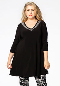 Tunic wide bottom beaded DOLCE - black - #2