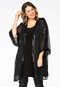 Kimono sequins trim - black - #1