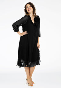 Dress ruffled VOILE - black - #1