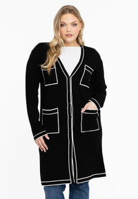 Cardigan contrast piping - black - #1
