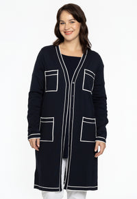 Cardigan contrast piping - blue - #2