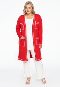 Cardigan contrast piping - red - #1