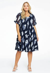 Dress A-line SEA SHELLS - blue - #1
