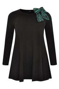 Tunic wide bottom bow tiger - black - #4