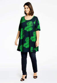 Tunic wide bottom LEAVES - blue - #1