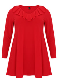 Tunic wide bottom frilled DOLCE - red - #1