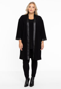 Cardigan with faux leather DOLCE - black - #1