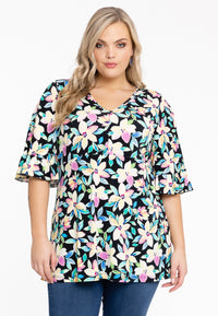 Tunic flare ruffle sleeve OPALTuniek flare OPAL - black - #1