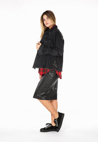 Jacket denim metal rings - black - #1